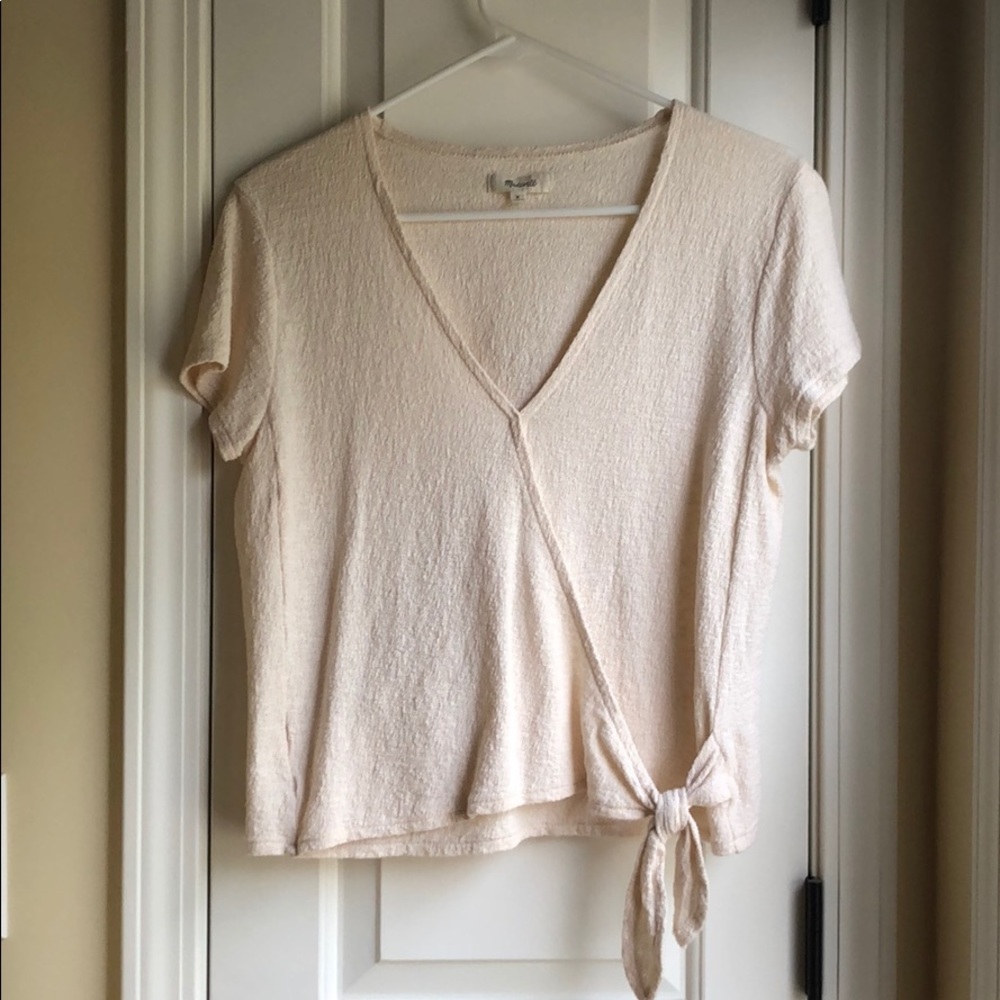 Madewell wrap tie front top, size M